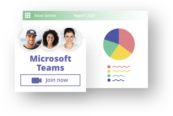 Graphical display: Join Microsoft Teams now; Circle diagram 