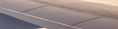 Close up of an airplane wing