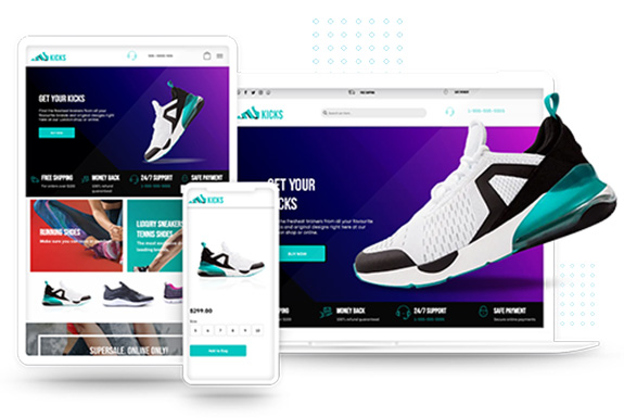 website screens with shoes